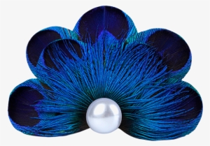 Peacock Feather Pearl Pet Hair Clip - Peacock Feather Hair In Png