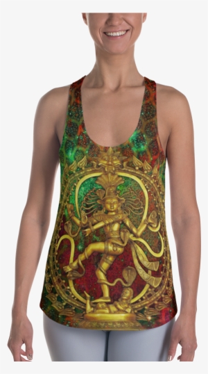 Women's Limited Edition Sublimation Tank Top - Dancing Shiva Pendant, Nataraja Necklace, Statue Of