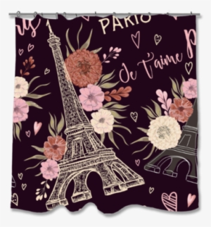 Paris Pattern Collection Shower Curtain Shower Curtains- - Charcoal Fold Over Clutch, Women's, Lavender Blush/misty