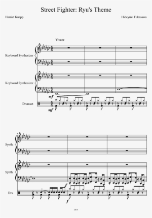 Ryu's Theme Sheet Music Composed By Hideyuki Fukasawa - Also Sprach Zarathustra Partitura