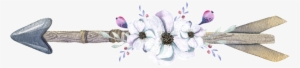 White Watercolor Hand Painted Flower Arrow Transparent - Toile Flèches Boho - 30 X 40 Cm -