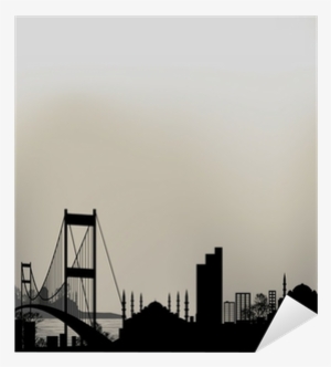 Silhouette Of Istanbul And The Bosphorus Bridge Sticker - Bosphorus Bridge