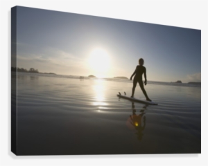 Silhouette Of Female Surfer Doing Yoga Stretches - Posterazzi Silhouette Of Female Surfer Doing Yoga Stretches