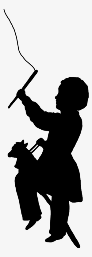 Victorian Era Silhouette Of Girl, Boy Playing With - Boy