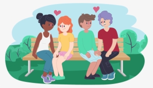 Two Girls In Love Sitting On A Bench Next To Two Boys - Kids Helpline