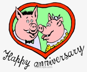 Cerdos Feliz Aniversario Libres De Derechos Ilustraciones - Happy Anniversary Clip Art