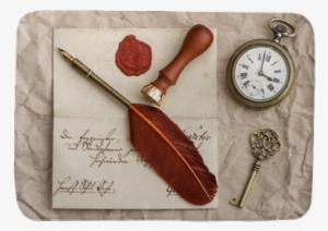 Old Letter, Antique Key And Clock, Vintage Ink Pen - Pen