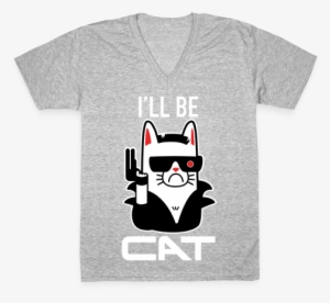 I'll Be Cat V-neck Tee Shirt - Red T Shirt