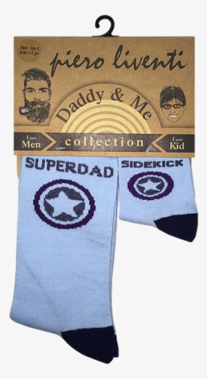 Daddy & Me Superdad And Sidekick Adult Sock Size L - Piero Liventi Daddy E Me Master E Apprentice Sock Set