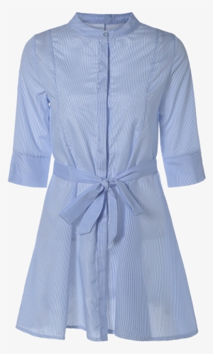 Stylish Stand Neck Half Sleeve Blue Stripe Women's - Dress