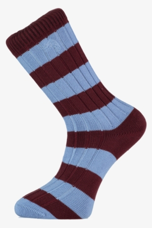 Claret And Blue Stripe Cotton Socks - Sock
