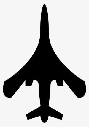 Airplane Top Or Bottom View Of Black Silhouette Shape - Plane Icon Png
