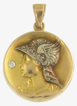 Spirited Diamond Art Nouveau Locket Of Mercury In Bi-color - Locket