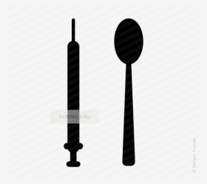 Vector Icon Of Syringe And Spoon - Stock Illustration