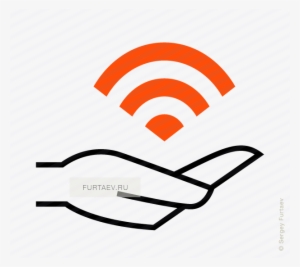 Vector Icon Of Hand Holding Wi-fi Signal Sign - Bitcoin In Hand Icon