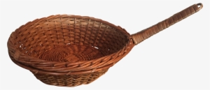 Antique French Woven Wicker Basket Pot Pan W/ Handle - Wicker