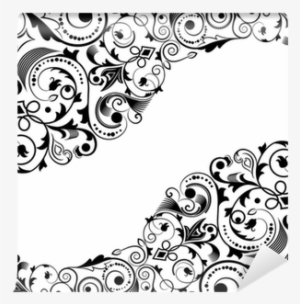 Black And White Floral Corner Ornament Wall Mural • - Illustration
