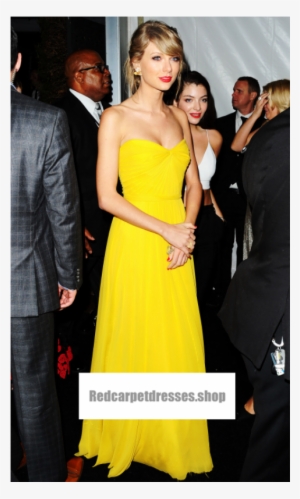 Taylor Swift Yellow Strapless Chiffon Dress Golden - Taylor Swift Yellow Dress