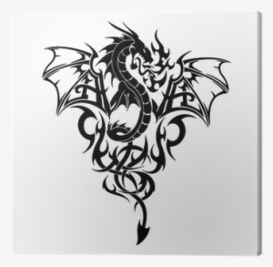 Tattoo Flying Black Dragon Vector Canvas Print • Pixers® - Dragon Tattoo