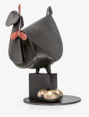 bronzefigur gallina nera fa le uova verso - chicken