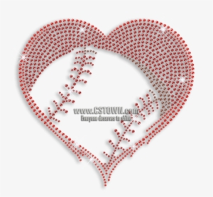 Ruby Softball Fan Heart Iron-on Rhinestone Transfer - Softball