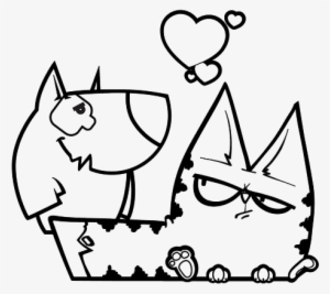 Dibujo De Perro Y Gato Enamorados Para Colorear - Dibujo Perro Y Gato