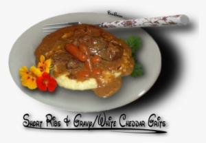 Short Ribs And Gravy With White Cheddar Grits - Short Ribs