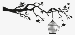 Pájaros En Rama, Vinilo Decorativo - Bird Tree Stencil Printable