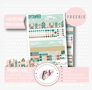 Winter Town Classic Happy Planner December 2018 Monthly - Poster