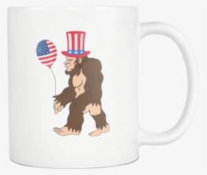 Bigfoot Sasquatch Baloon American Flag - Mug