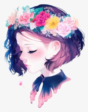 Amino Png Tumblr - Girls Wearing Flower Drawing