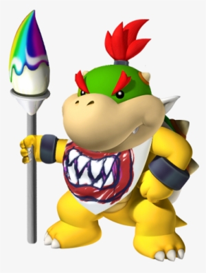 bowser koopa jr with paint brush in 3d - bowsette and bowser jr