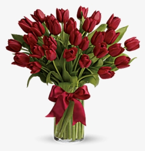 25 Red Tulips And Greens To Start This Valentines Day - Red Tulips Bouquet