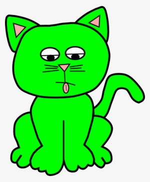 Worn Out Green - Clip Art Green Cat