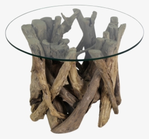 Coffee Table Round With Glass Pane - Couchtische Holz