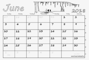 Cute June 2018 Printable Calendar Cute June 2018 Calendar - Number