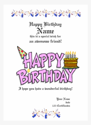 Birthday Gift Certificate Template Free Printable - Happy Birthday