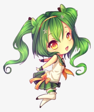 Chibi Sticker - Green Chibi Anime Girl
