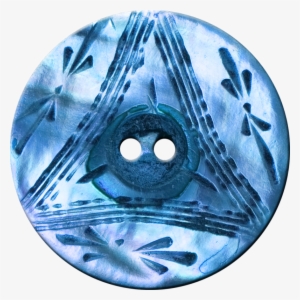 Button With Triangle And Floral Design, Blue - Circle