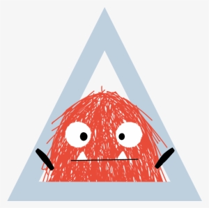 Illustrated Red Scribble Monster Head And Shoulders - Triangle