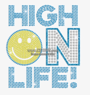 High On Life Emoji Hotfix Rhinestud Glitter Transfer - Circle
