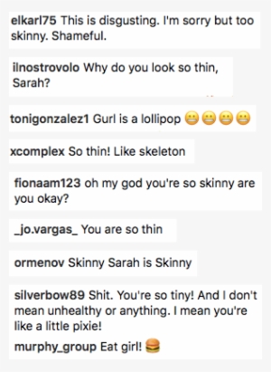 Negative Comments On Sarah Hyland S Instagram Post Negative Body