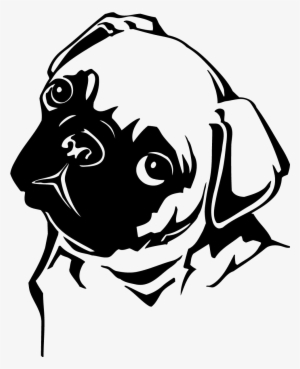 Pug Dog Wall Art Sticker - Pug Black And White Clip Art