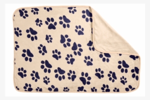 Reversible Pet Blanket, Beige With Blue Paws - Pet Blanket, Dogs