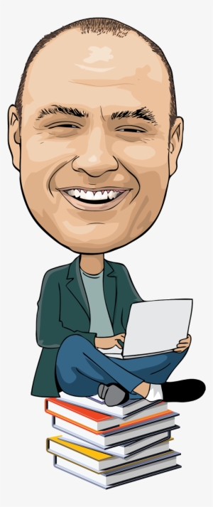 Man With Book Caricature, Man With Laptop Caricature, - Man With Laptop Caricature