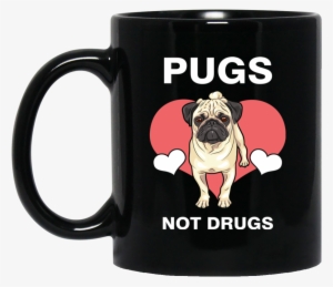 Dog Lovers Gift Love Pugs Not Drugs 11 Oz Black Mug - Resting Witch Face Disney