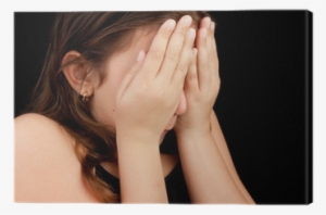Girl Crying And Hiding Her Face Canvas Print • Pixers® - Crying