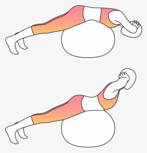 begin laying face down on a ball with the center of - cartoon