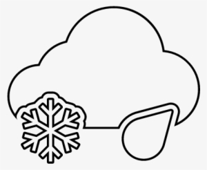 Rain And Snow Cloud Thin Outline Vector - Snowflake