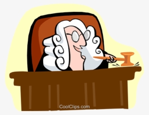Judge Behind Bench Royalty Free Vector Clip Art Illustration - Judge Clip Art